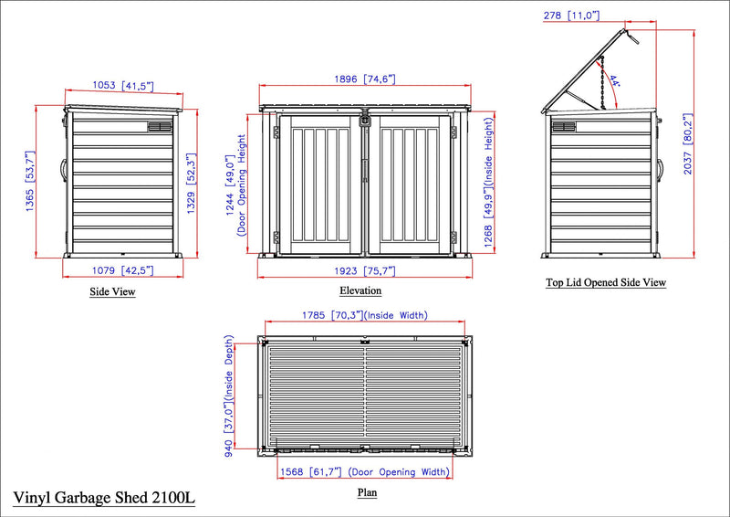 Duramax Multi Store 2100 Litre - Adobe / Dark Grey (1923mm (L) x 1079mm (W) x 1268mm (H) - available 10th April 2025 - PRE ORDER NOW