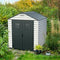 Duramax StoreMax Plus Vinyl Resin Shed - Adobe / Dark Grey - 2.16m (L) x 2.16m (W) x 2.31m (H) - Available from mid April 2025 - PRE ORDER NOW !