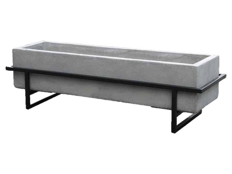 Small Light Cement Balcony on Metal Stand - 58cm x 26cm x 24cm